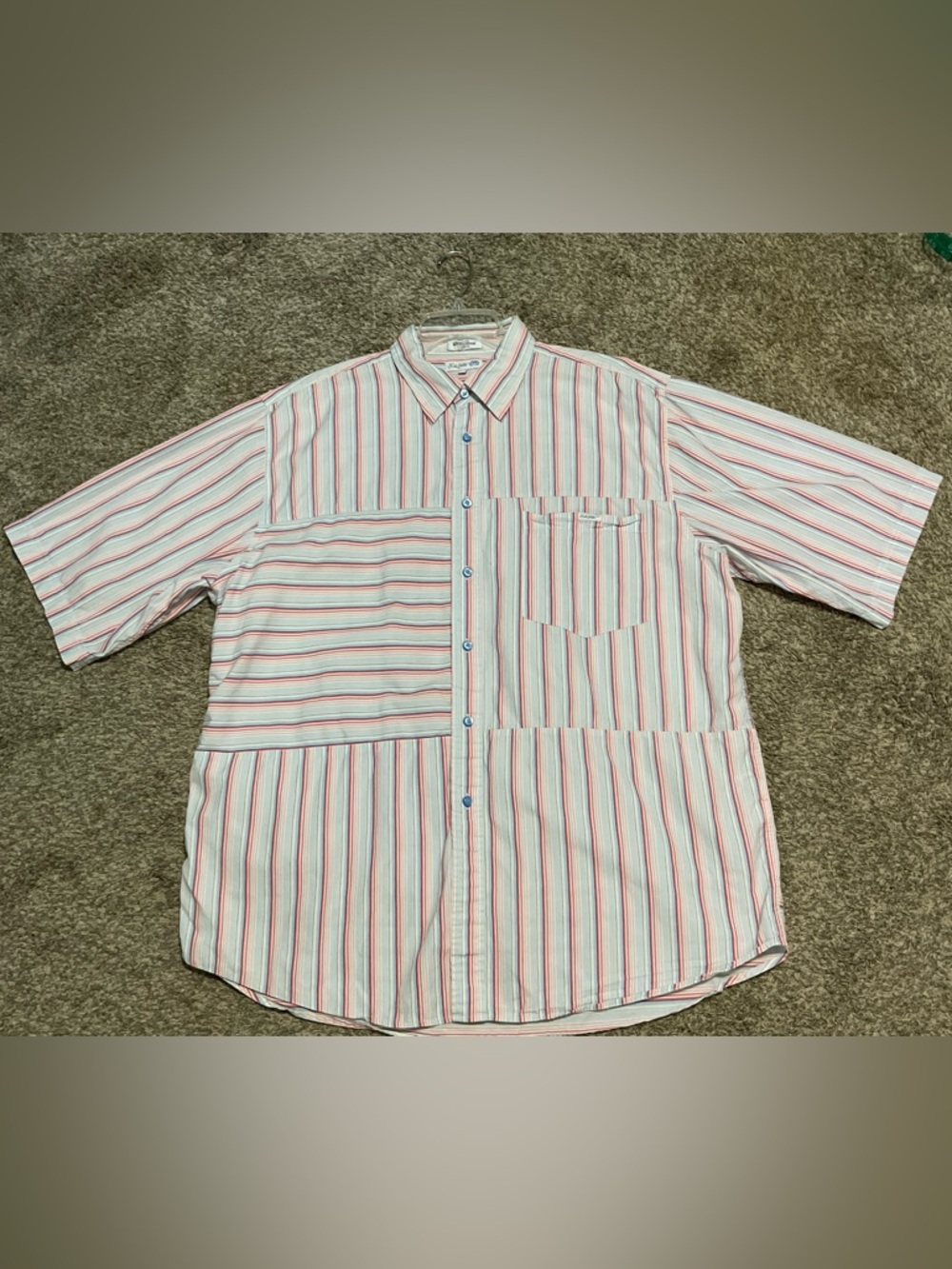Ecko Unlimited Striped Short Sleeve Embroidered Logo Button-Down Shirt 2XT